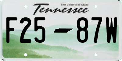 TN license plate F2587W