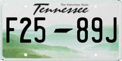 TN license plate F2589J