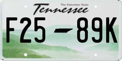 TN license plate F2589K