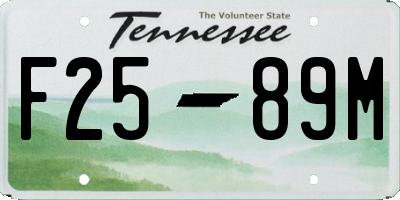 TN license plate F2589M
