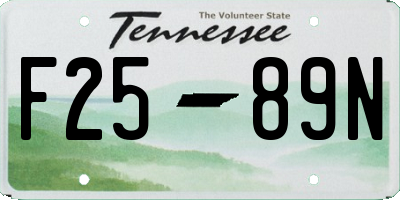 TN license plate F2589N