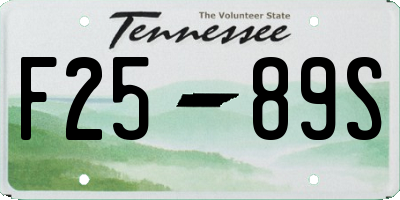 TN license plate F2589S