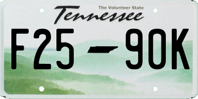 TN license plate F2590K