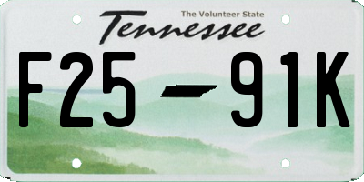 TN license plate F2591K
