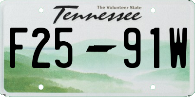 TN license plate F2591W