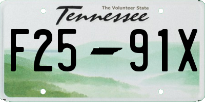 TN license plate F2591X