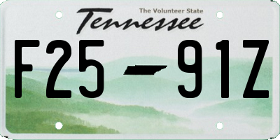 TN license plate F2591Z