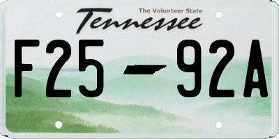 TN license plate F2592A