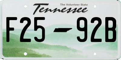 TN license plate F2592B