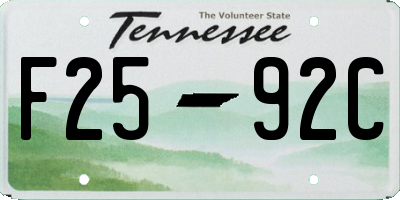 TN license plate F2592C