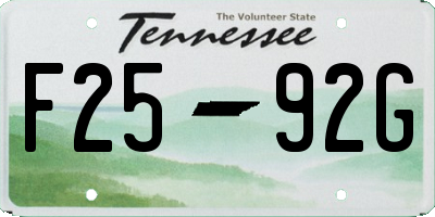 TN license plate F2592G