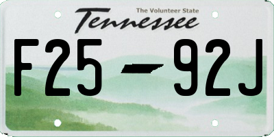 TN license plate F2592J