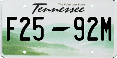 TN license plate F2592M