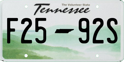 TN license plate F2592S