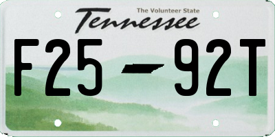 TN license plate F2592T