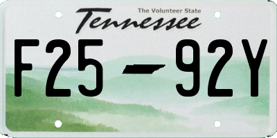 TN license plate F2592Y