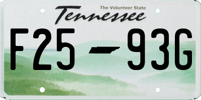 TN license plate F2593G