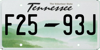 TN license plate F2593J