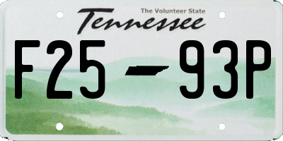 TN license plate F2593P