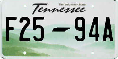 TN license plate F2594A
