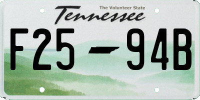 TN license plate F2594B