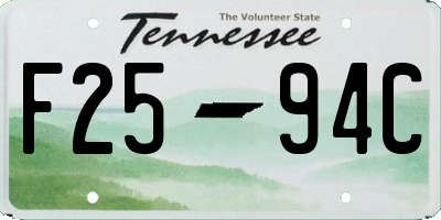 TN license plate F2594C