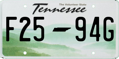TN license plate F2594G