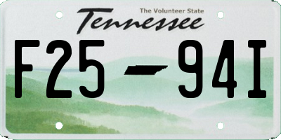 TN license plate F2594I