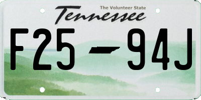 TN license plate F2594J