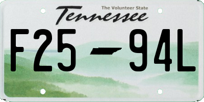 TN license plate F2594L