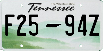 TN license plate F2594Z