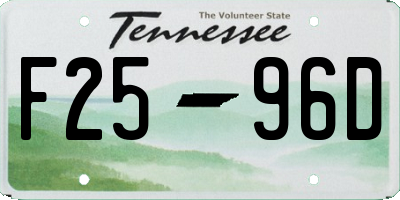 TN license plate F2596D