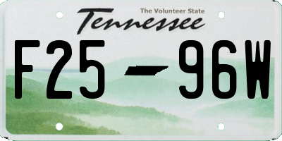 TN license plate F2596W