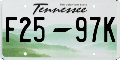 TN license plate F2597K