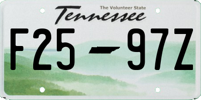 TN license plate F2597Z
