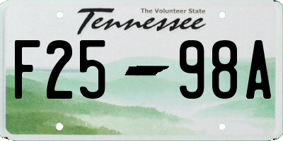 TN license plate F2598A
