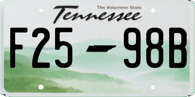 TN license plate F2598B