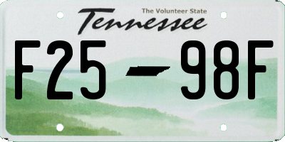 TN license plate F2598F