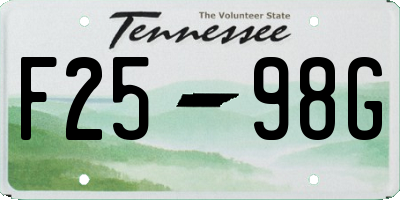 TN license plate F2598G