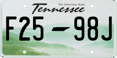 TN license plate F2598J