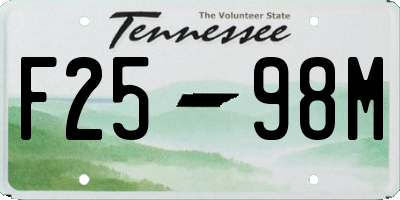 TN license plate F2598M