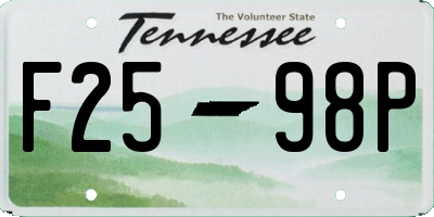 TN license plate F2598P