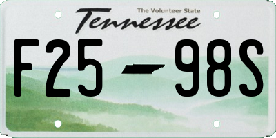 TN license plate F2598S