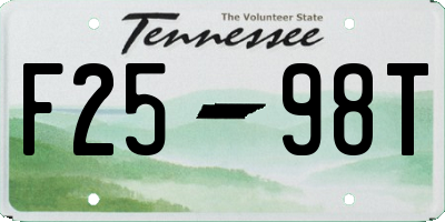 TN license plate F2598T