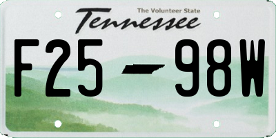 TN license plate F2598W