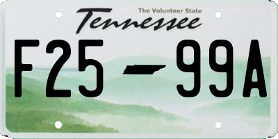 TN license plate F2599A