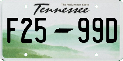 TN license plate F2599D