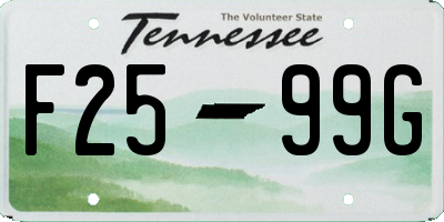 TN license plate F2599G