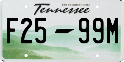 TN license plate F2599M
