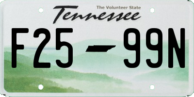 TN license plate F2599N